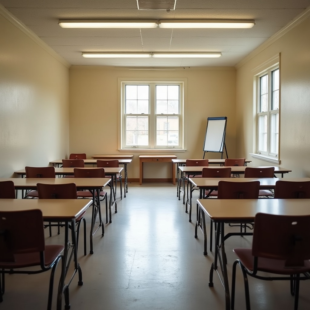 Comfortable community center room set up for educational workshop with local participants