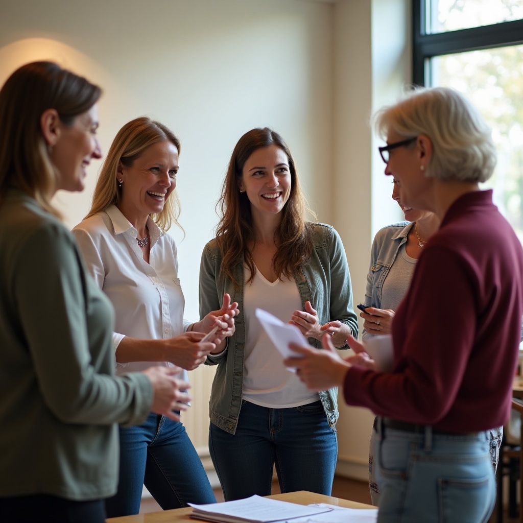 Group of local business owners engaged in discussion during community workshop