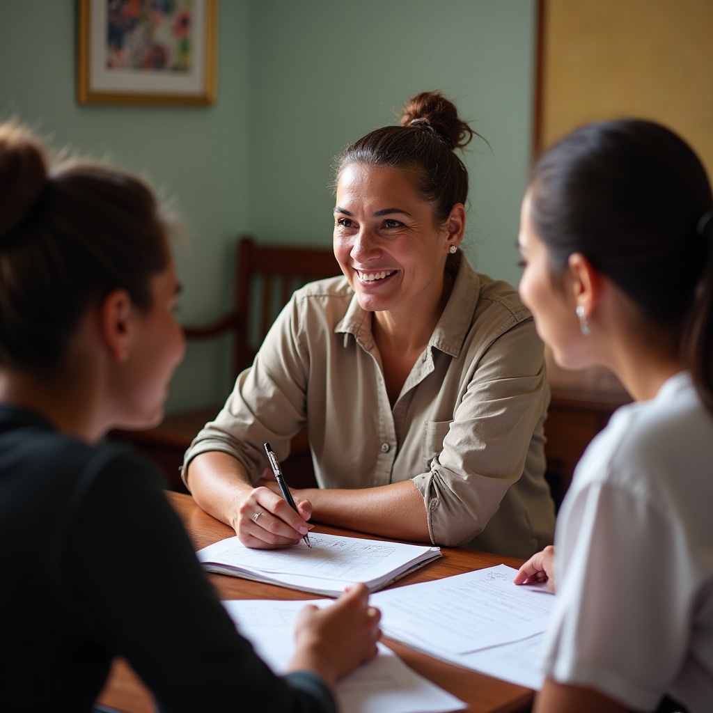 Workshop session with instructor and participants discussing local business scenarios