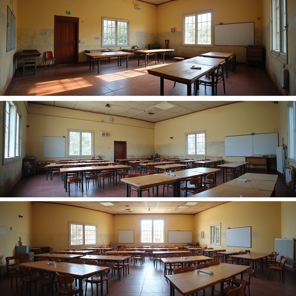 Collage showing various community spaces where workshops have been held