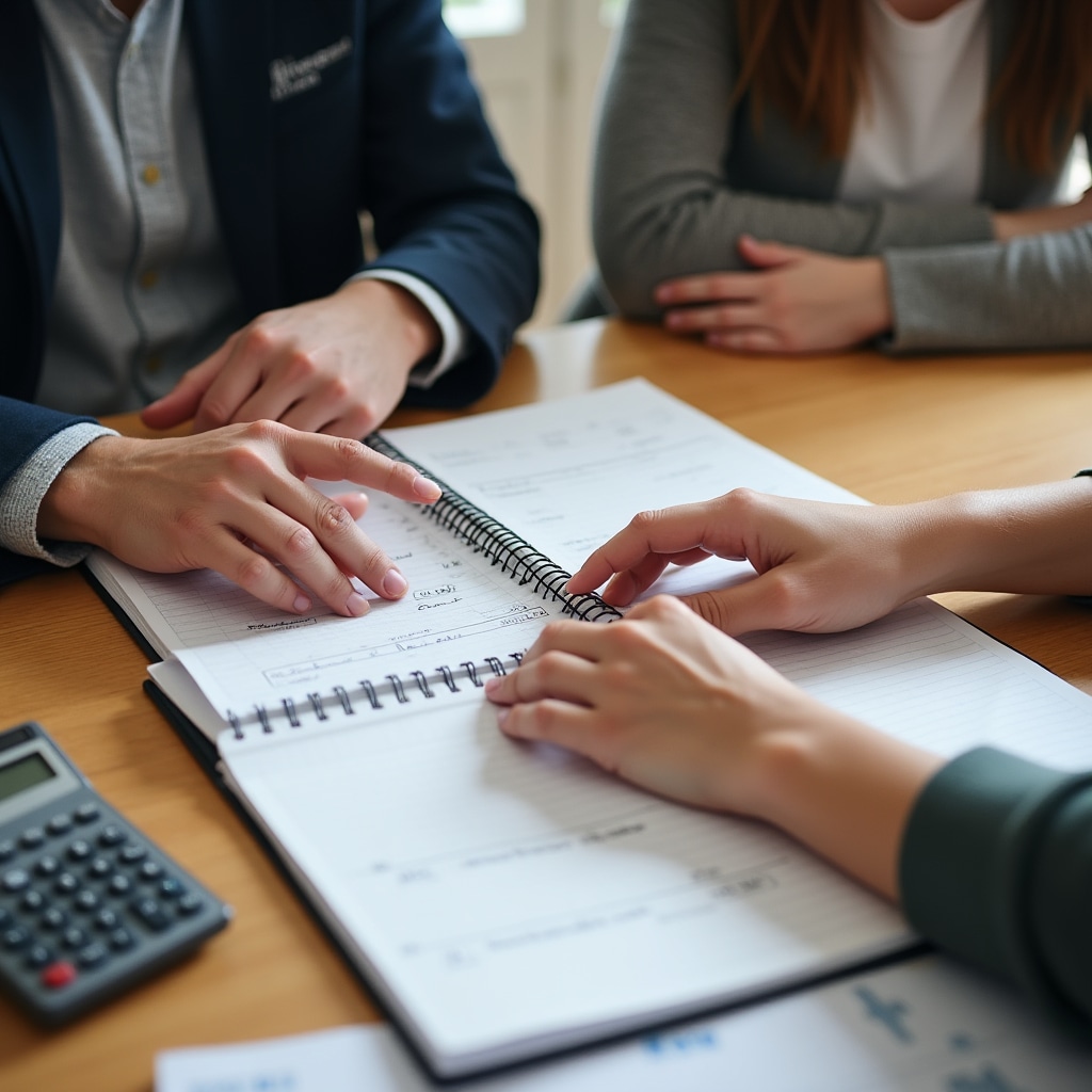 Instructor demonstrating simple notebook recording method to attentive participant